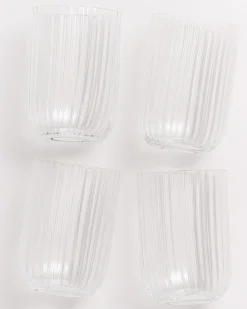 Joia Glas klein riffled transparent 4er-Set