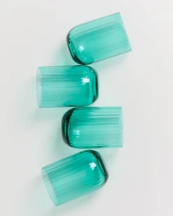 Joia Glas klein riffled türkis
