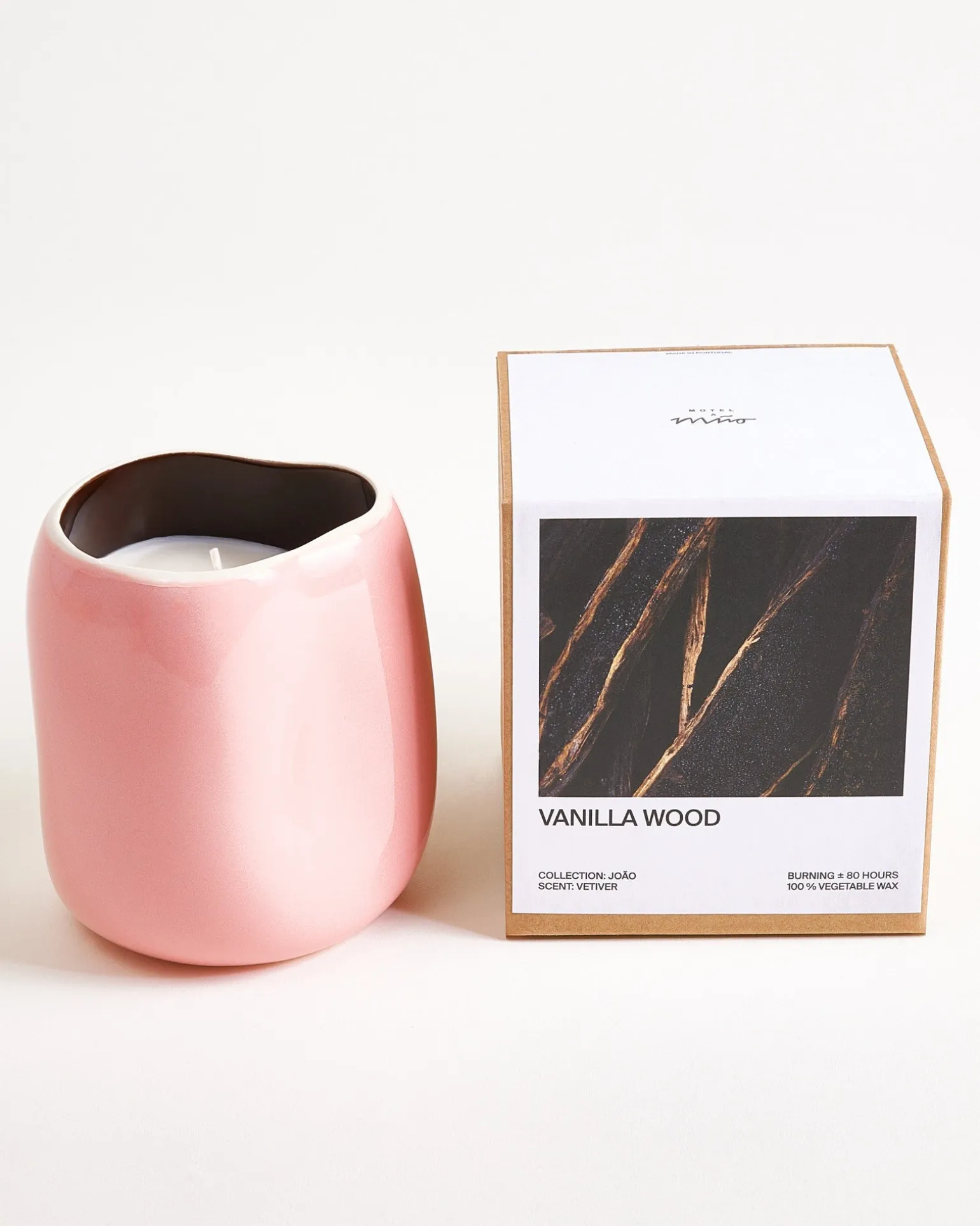 João Duftkerze Vanilla Wood rosa braun