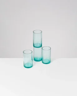 Leiria Glas klein riffled grün 4er-Set