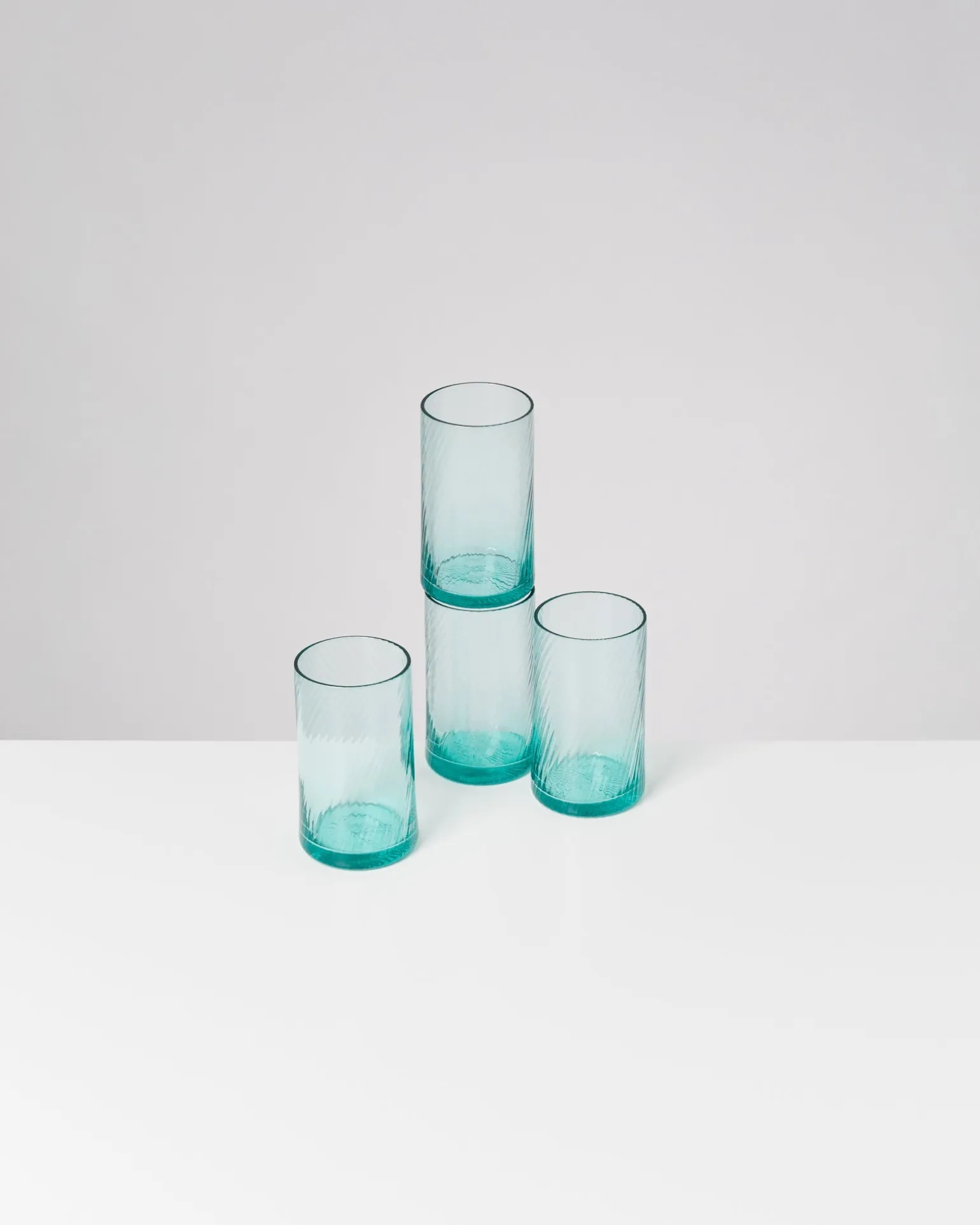 Leiria Glas klein riffled grün 4er-Set