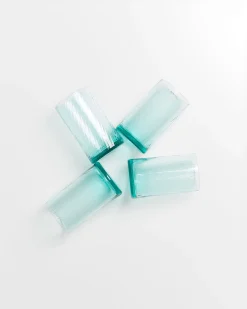 Leiria Glas klein riffled grün 4er-Set