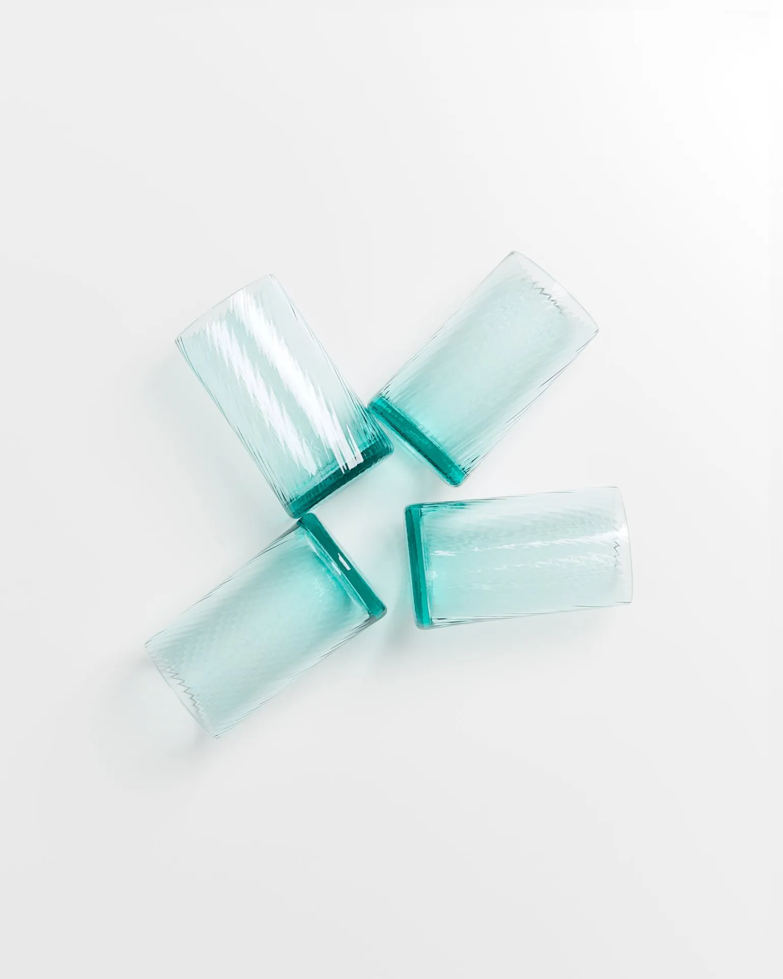 Leiria Glas klein riffled grün 4er-Set