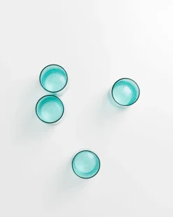 Leiria Glas klein riffled grün 4er-Set
