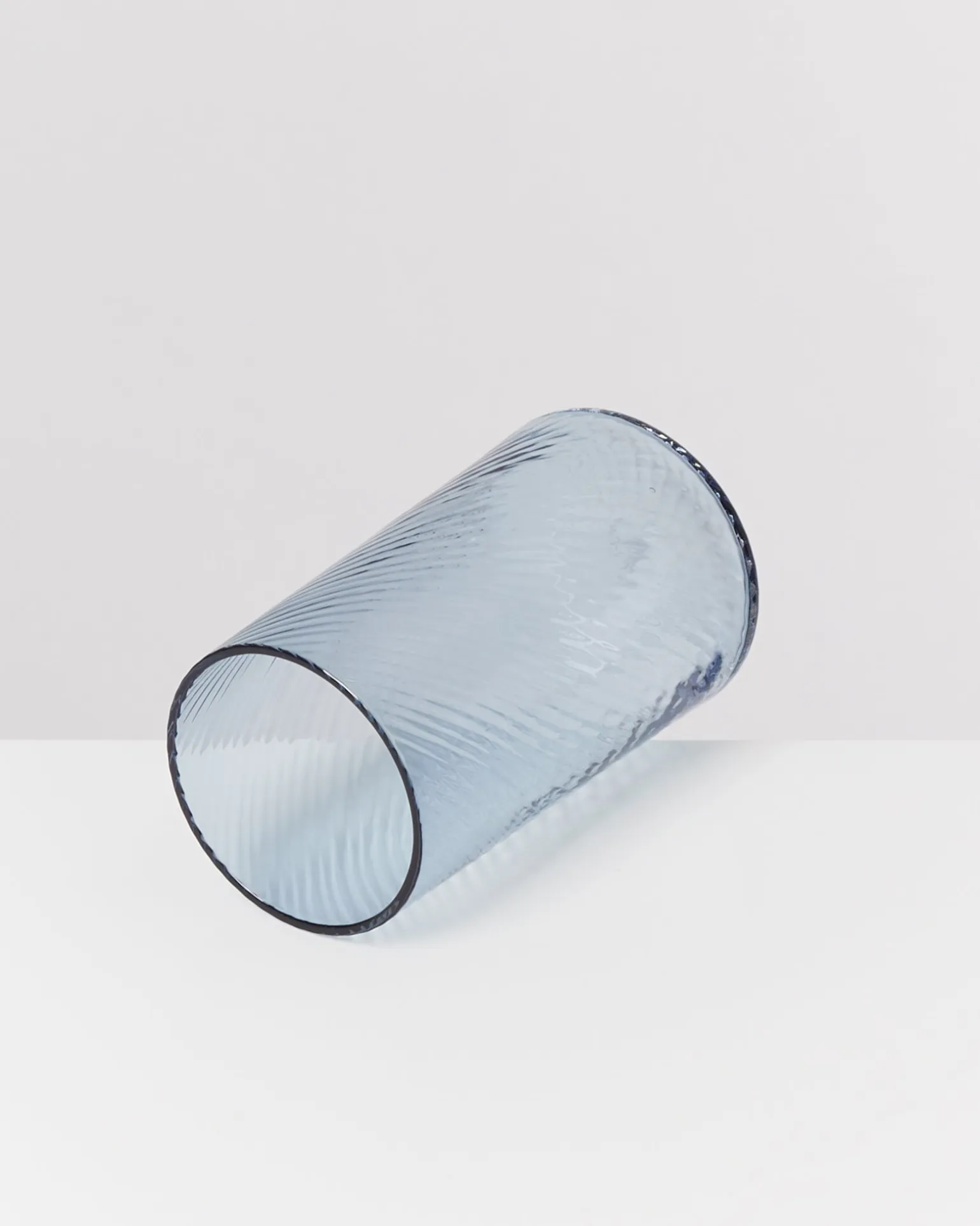 Leiria Glas klein riffled blau 4er-Set