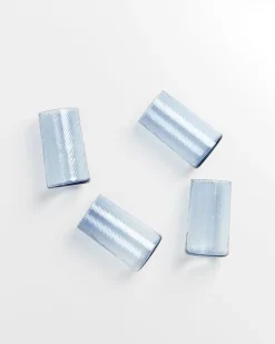 Leiria Glas klein riffled blau 4er-Set