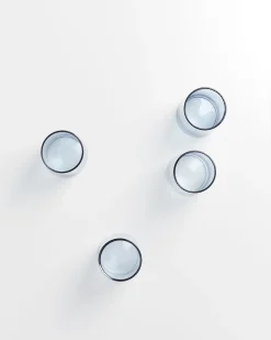 Leiria Glas klein riffled blau 4er-Set
