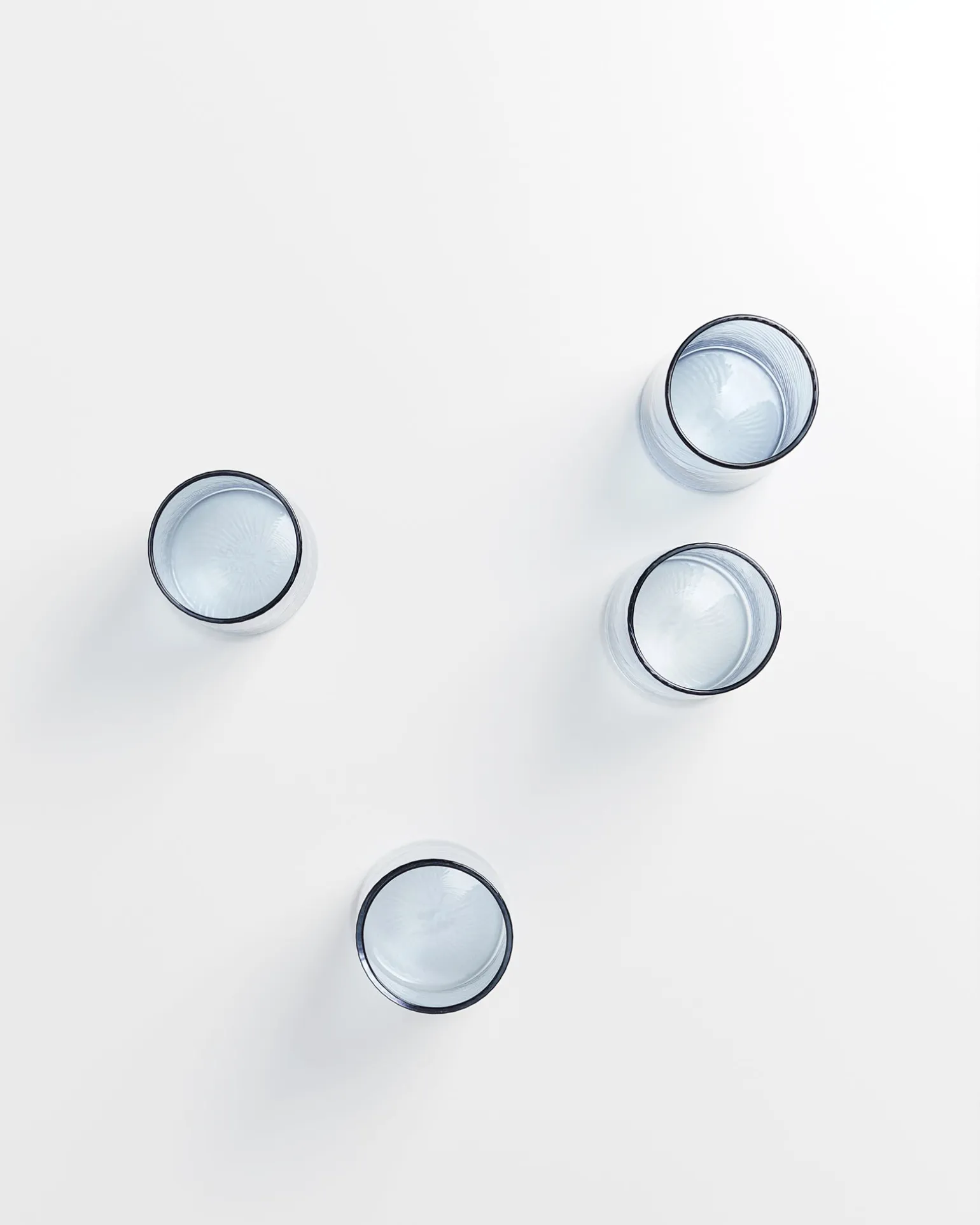 Leiria Glas klein riffled blau 4er-Set