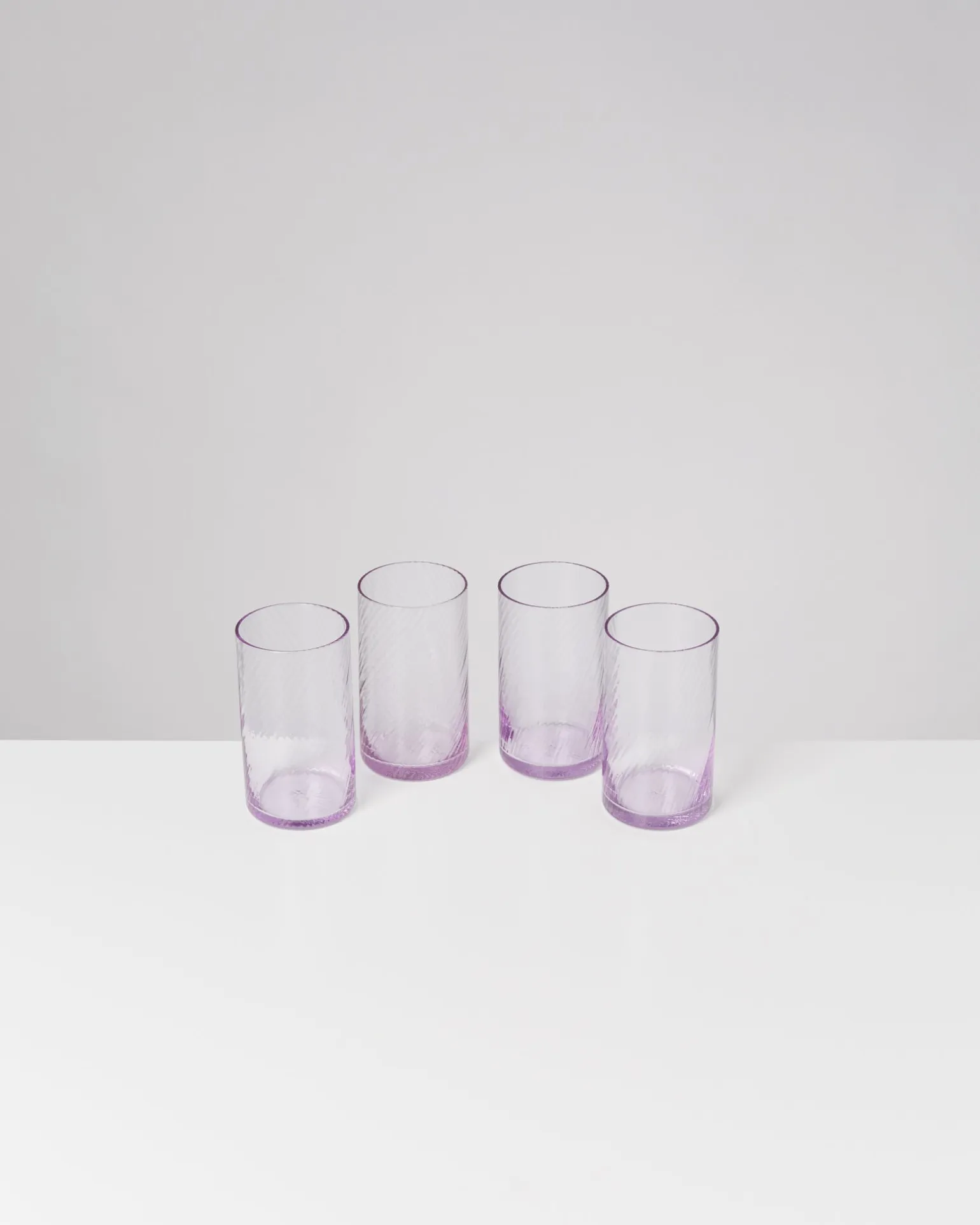 Leiria Glas klein riffled lila 4er-Set
