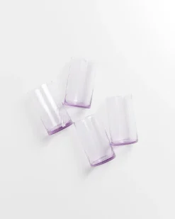 Leiria Glas klein riffled lila 4er-Set