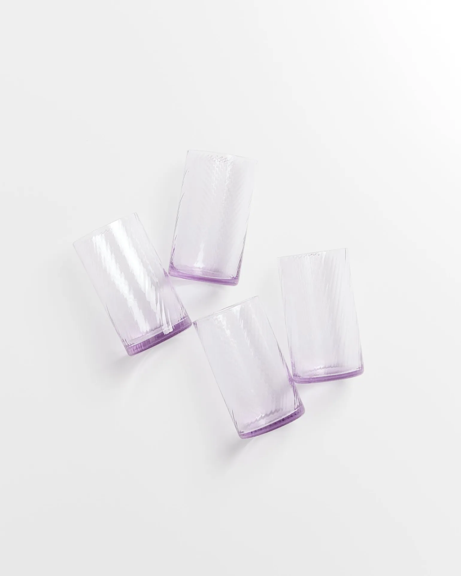 Leiria Glas klein riffled lila 4er-Set