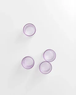 Leiria Glas klein riffled lila 4er-Set