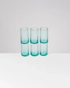 Leiria Glas klein riffled grün 6er-Set
