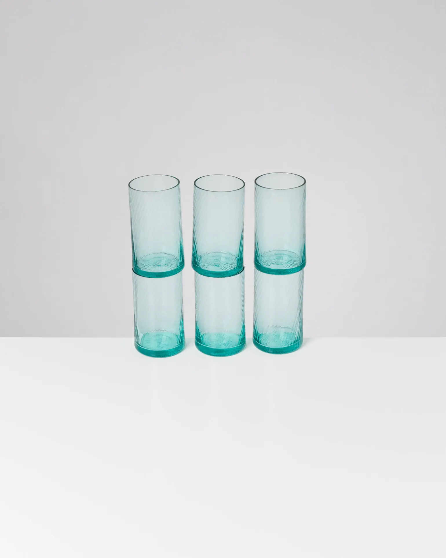 Leiria Glas klein riffled grün 6er-Set