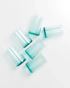 Leiria Glas klein riffled grün 6er-Set