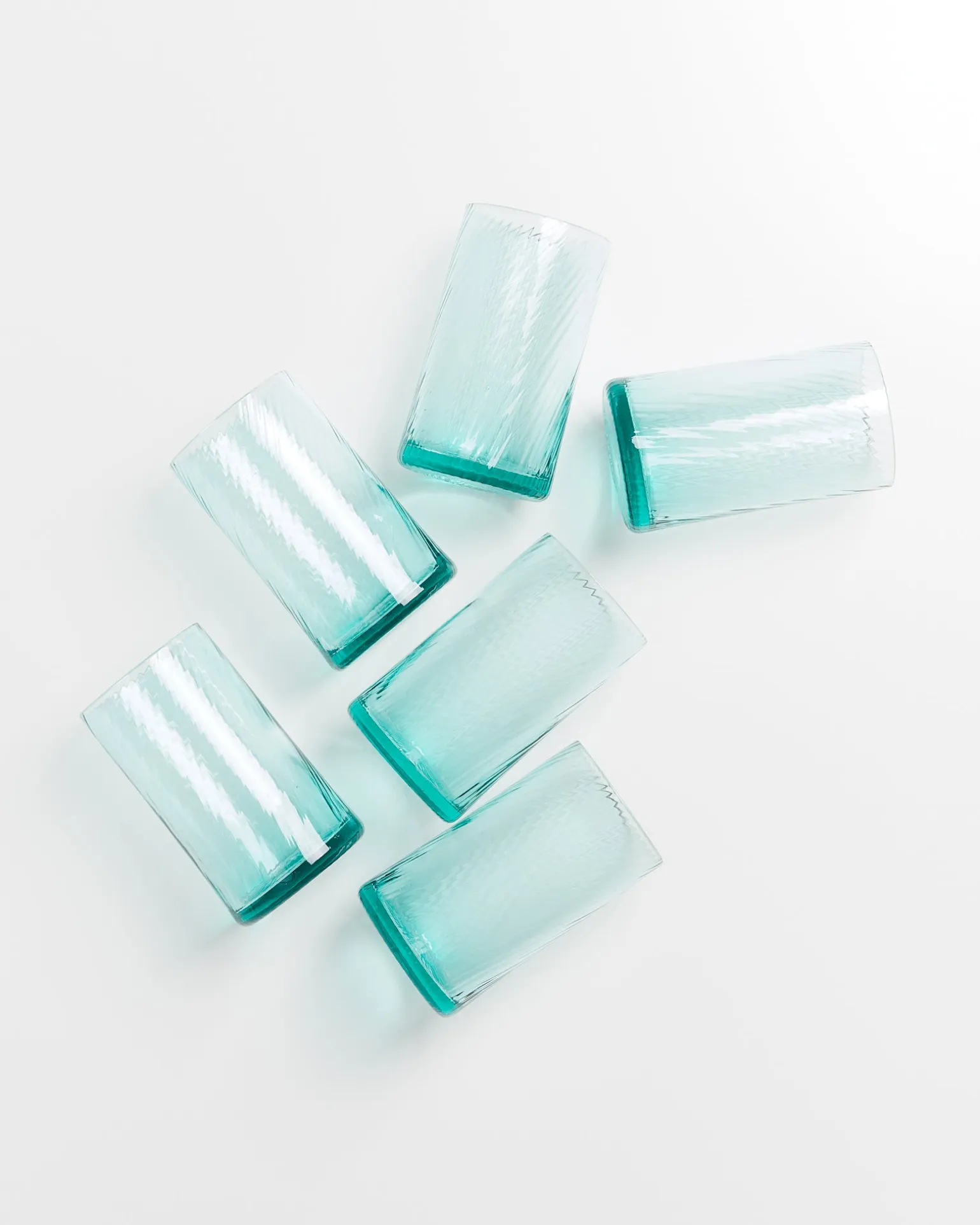 Leiria Glas klein riffled grün 6er-Set