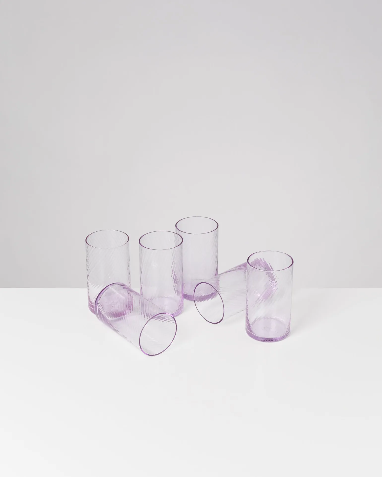 Leiria Glas klein riffled lila 6er-Set