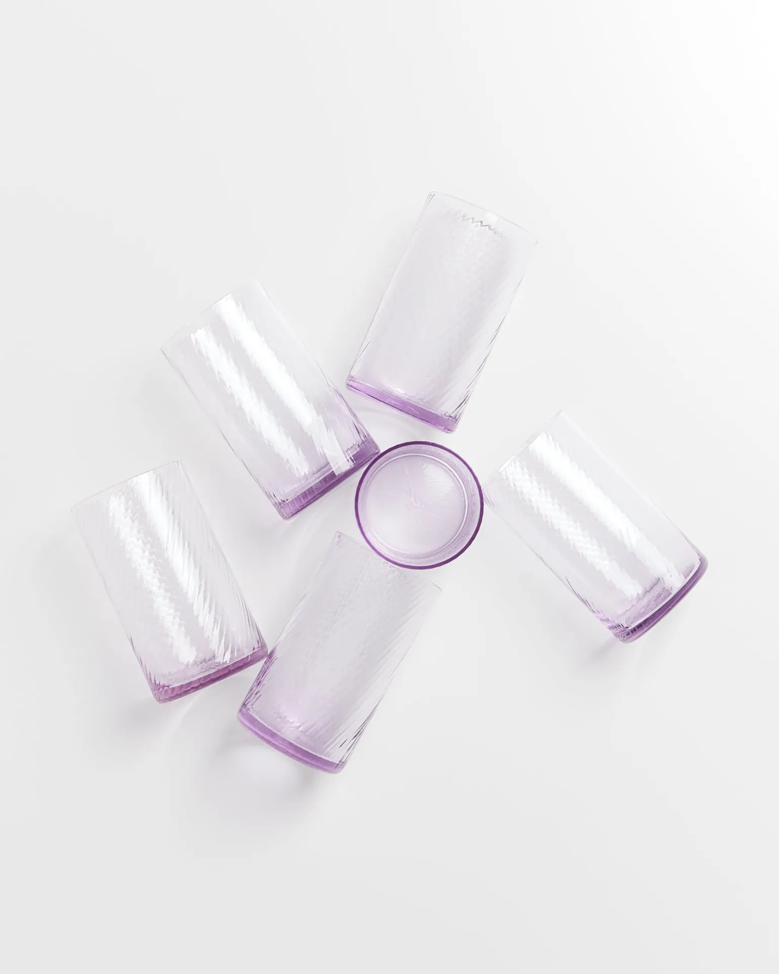 Leiria Glas klein riffled lila 6er-Set