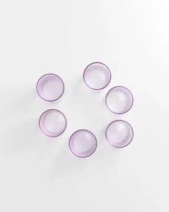 Leiria Glas klein riffled lila 6er-Set
