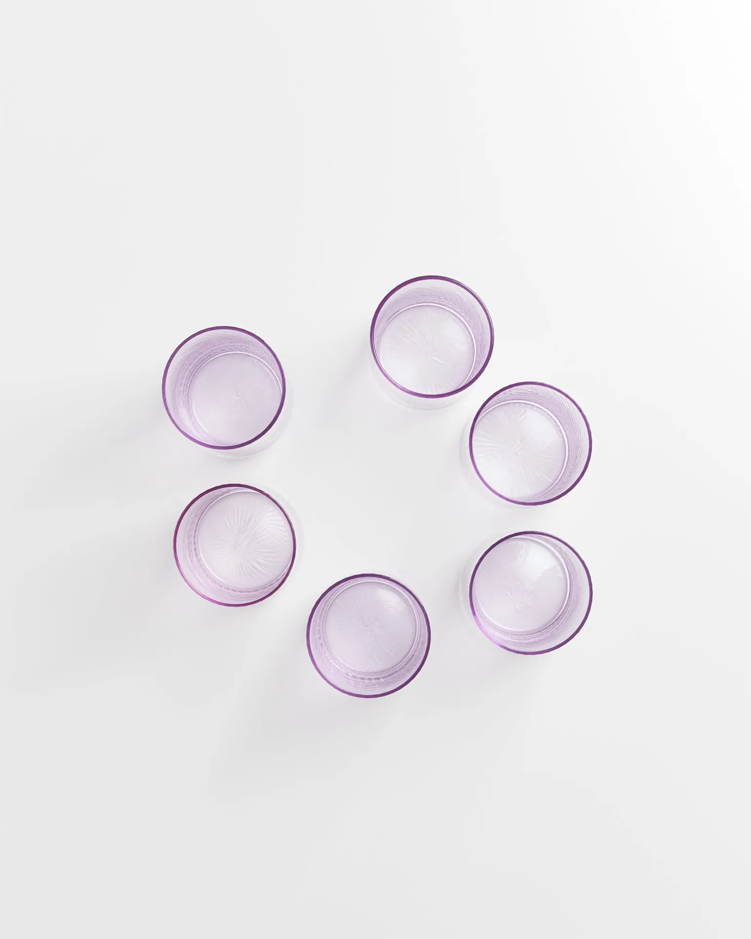 Leiria Glas klein riffled lila 6er-Set