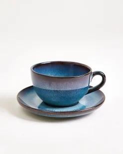 Madeira Cappuccinotasse & Untertasse klein classic grünblau 4er-Set