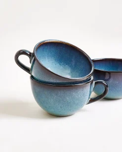 Madeira Cappuccinotasse & Untertasse klein classic grünblau 6er-Set