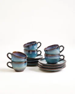 Madeira Espressotasse & Espressountertasse classic grünblau 6er-Set