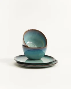 Madeira Frühstücks-Set grünblau 4-teilig