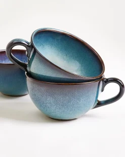 Madeira Teetasse & Untertasse groß classic grünblau 6er-Set