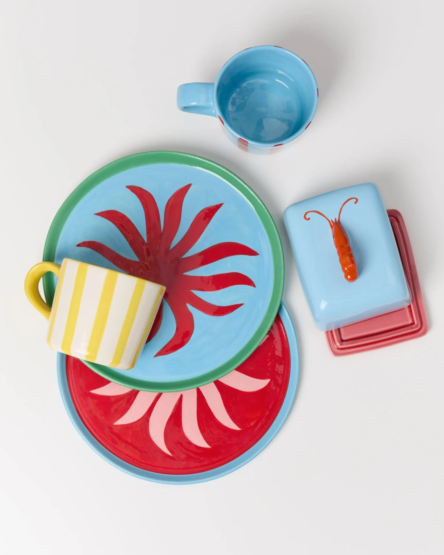 MaM x Isis Maria Geschirr-Set Palm Stripe mix 5-teilig
