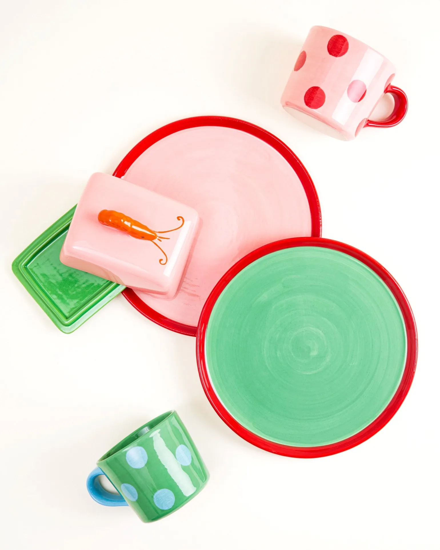 MaM x Isis Maria Geschirr-Set Shrimp Dot mix 5-teilig