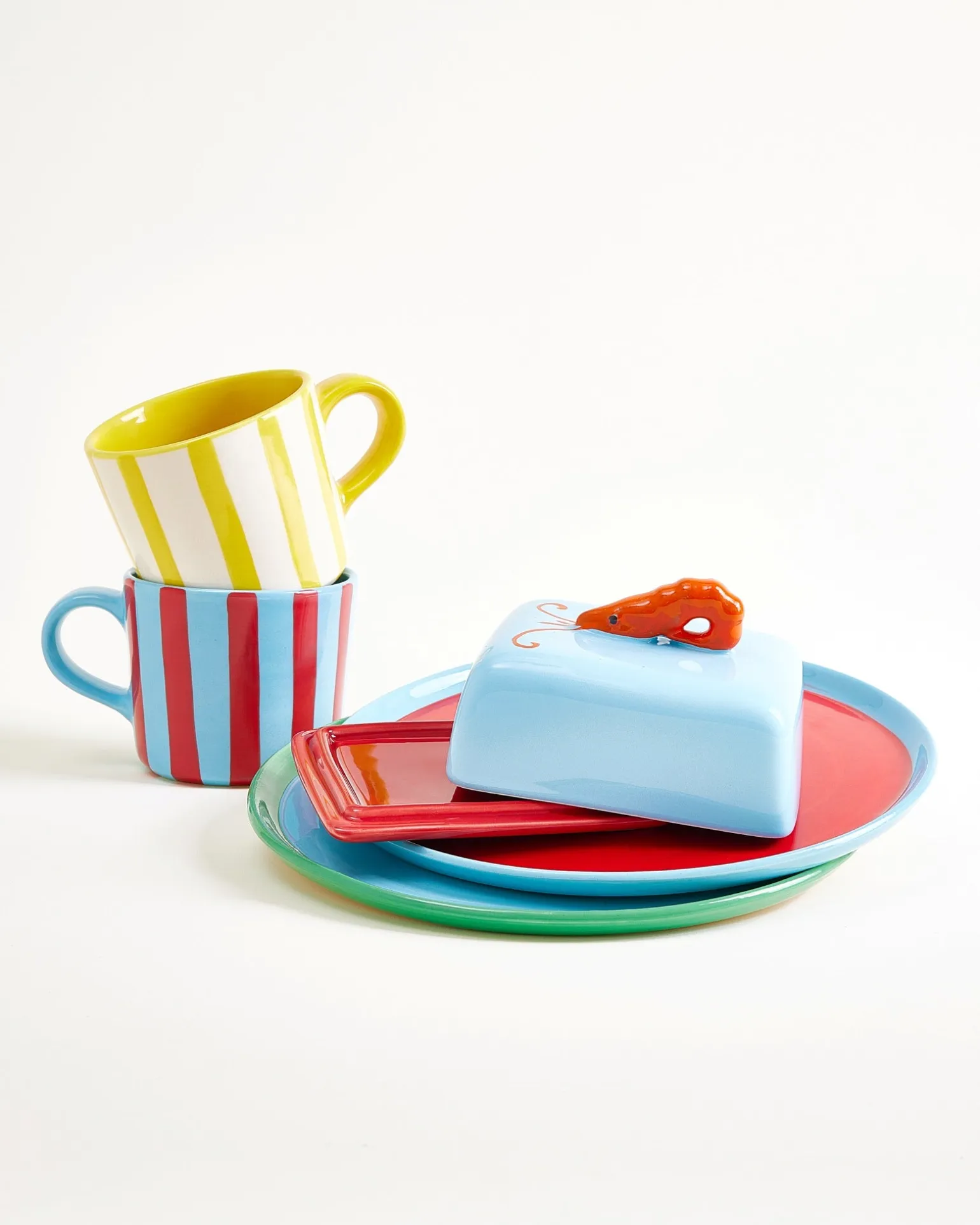 MaM x Isis Maria Geschirr-Set Shrimp Stripe mix 5-teilig