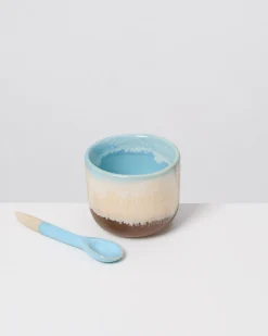 MaM x Mälzer&Fu Becher klein & Löffel hellblau braun