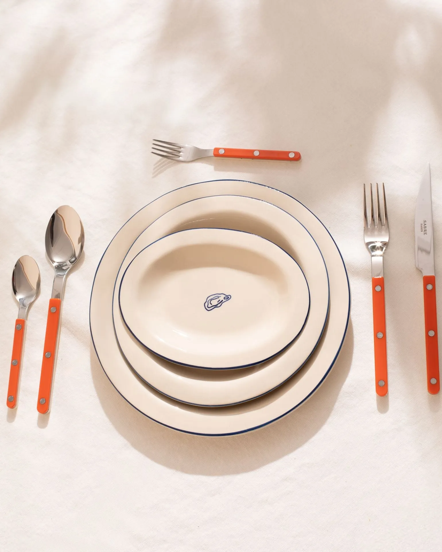 MaM x Sabre Paris Besteck 5er-Set orange off-white