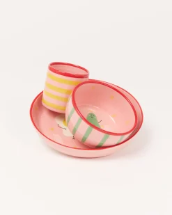 Miio Miini Geschirr-Set rosa rot 3-teilig