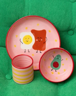 Miio Miini Geschirr-Set rosa rot 3-teilig