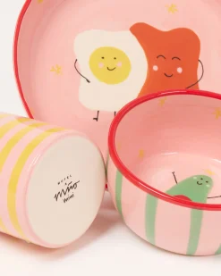 Miio Miini Geschirr-Set rosa rot 3-teilig