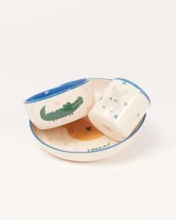 Miio Miini Geschirr-Set weiß blau 3-teilig