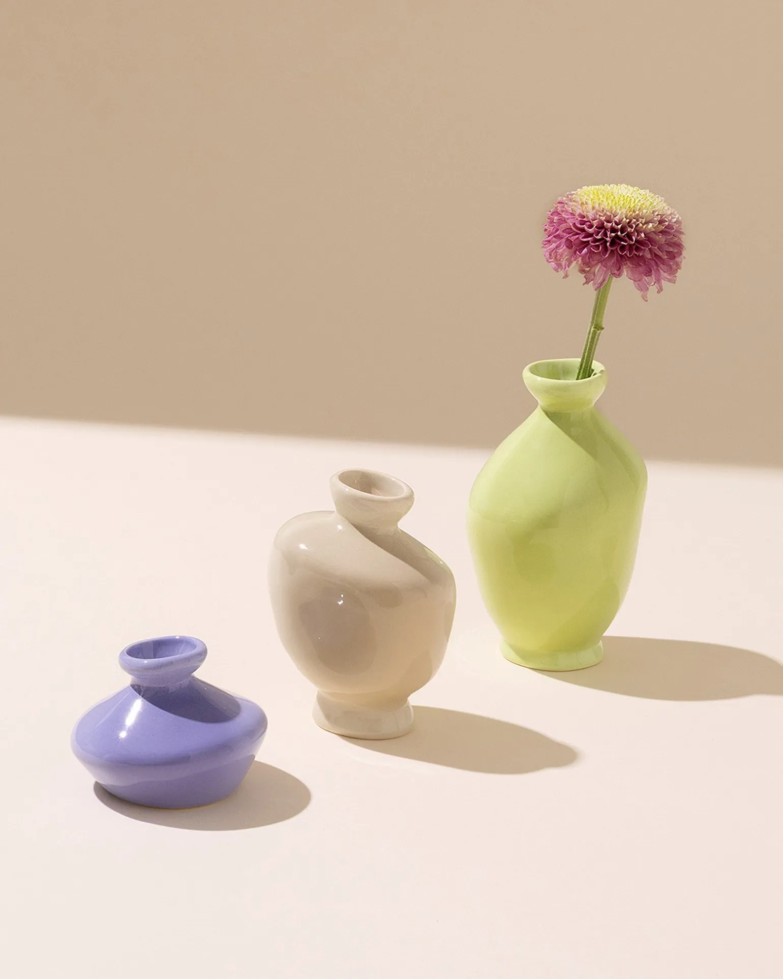 Mino Vase 3er-Set cornflower sand lime