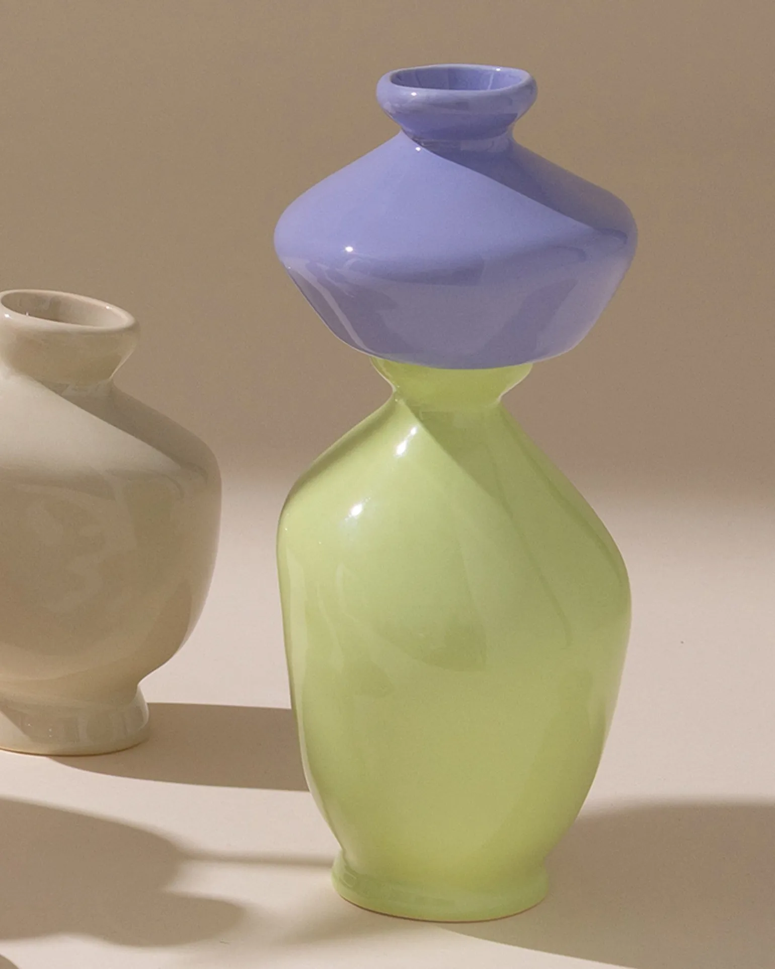 Mino Vase 3er-Set cornflower sand lime