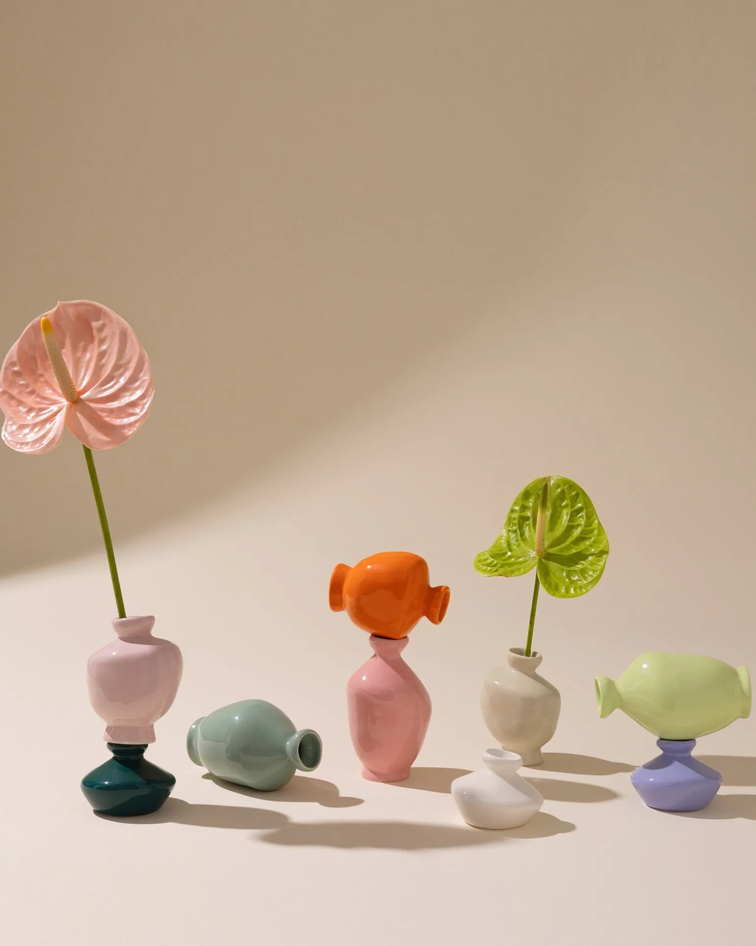 Mino Vase 3er-Set cornflower sand lime