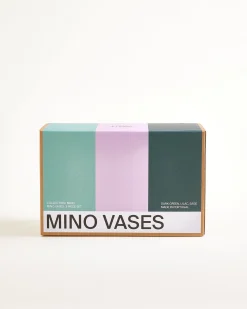 Mino Vase 3er-Set dunkelgrün lila salbei