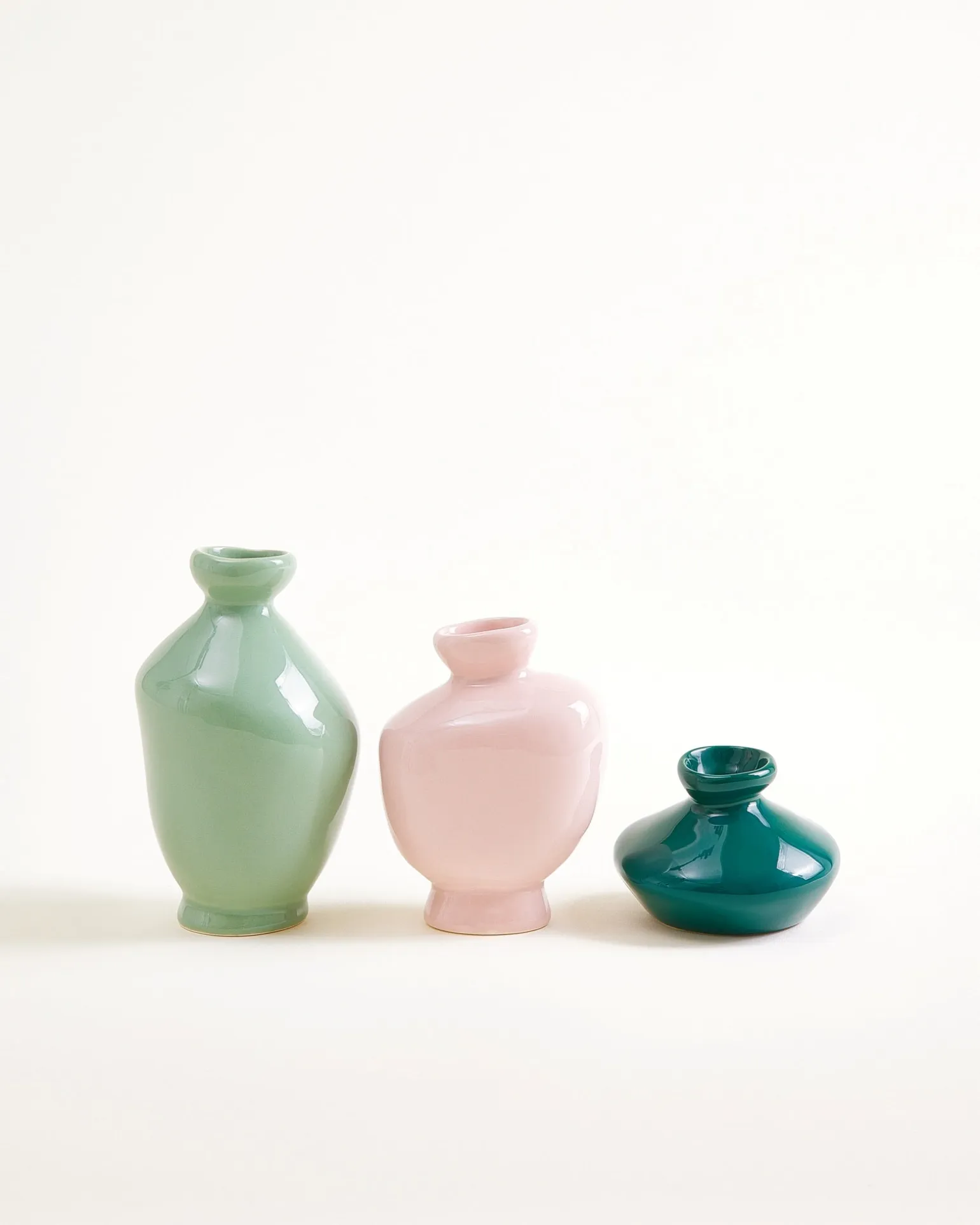 Mino Vase 3er-Set dunkelgrün lila salbei