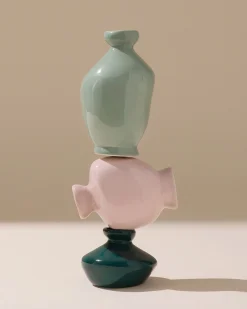 Mino Vase 3er-Set dunkelgrün lila salbei