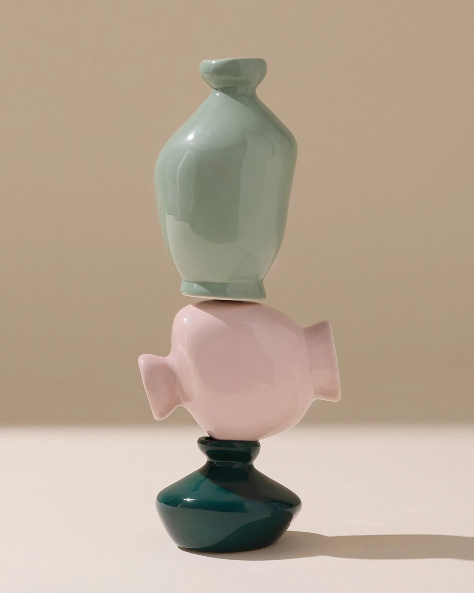 Mino Vase 3er-Set dunkelgrün lila salbei