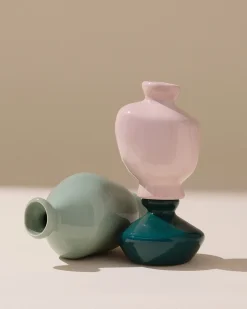 Mino Vase 3er-Set dunkelgrün lila salbei