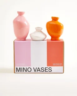 Mino Vase 3er-Set sand orange rosa