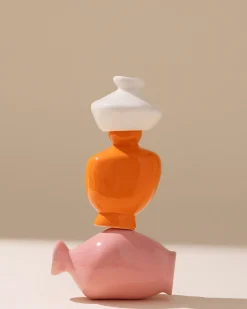 Mino Vase 3er-Set sand orange rosa