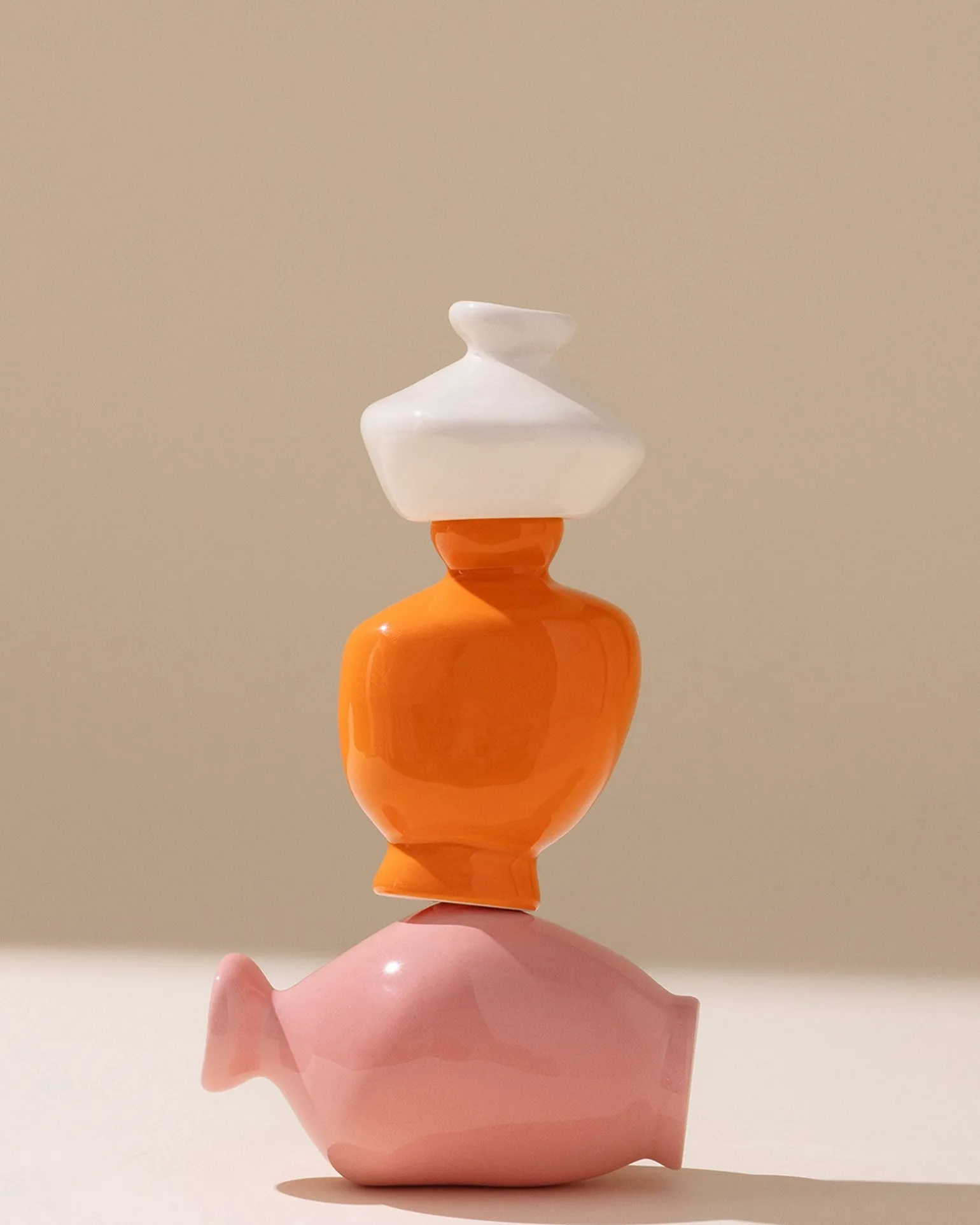 Mino Vase 3er-Set sand orange rosa