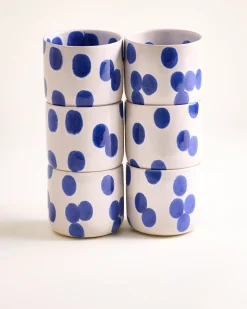 Nódoa Becher groß gepunktet blau 6er-Set
